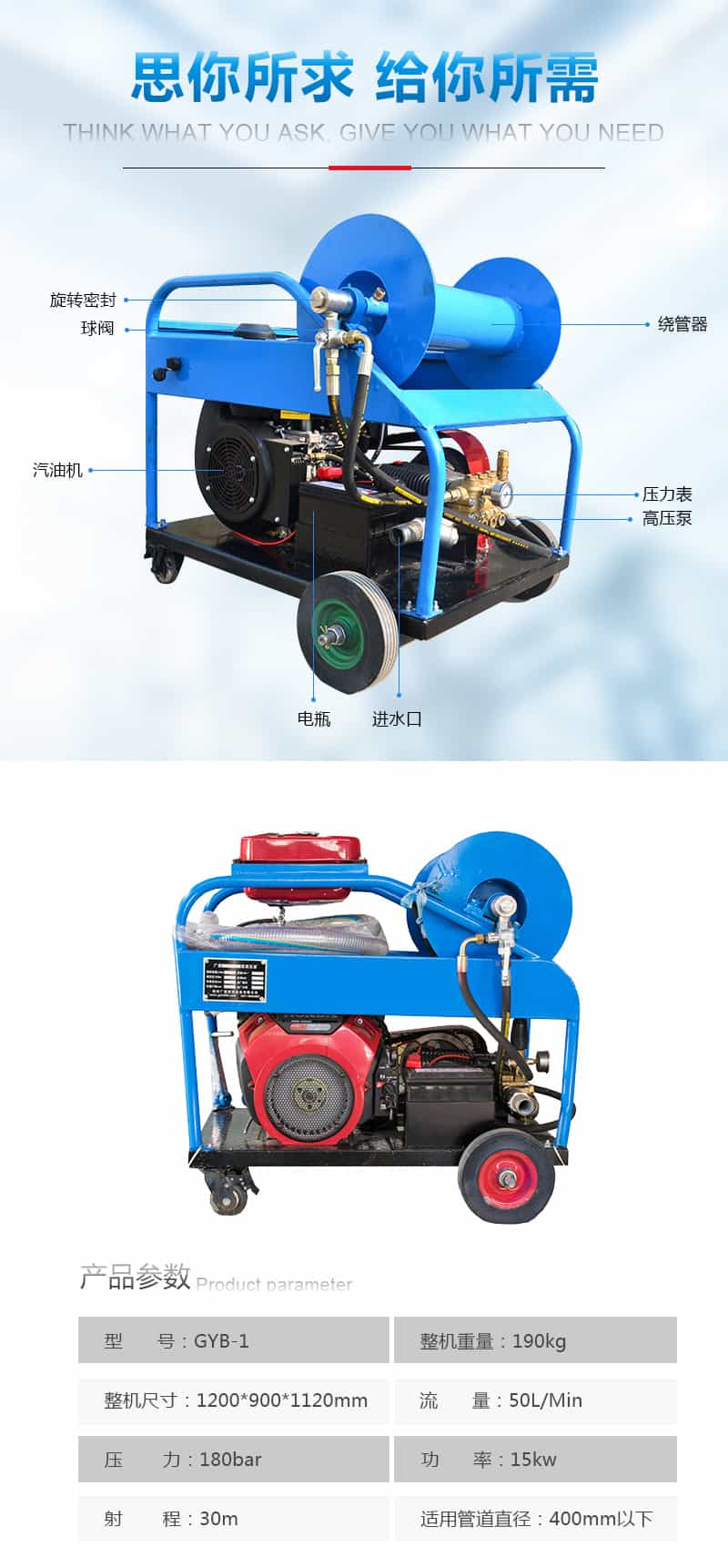 小型电动管道疏通机技术参数